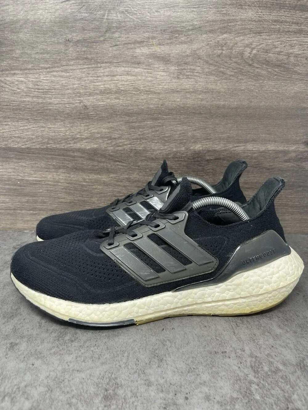 adidas Ultraboost 21 Core Black White Mens Size 10.5 Boost Running Shoes FY0378